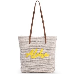 Aloha Woven Raffia Tote Bag